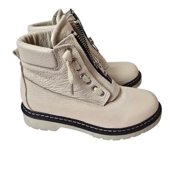 Prune Biker Boots White Leather Size 8 - Picture 1 of 7